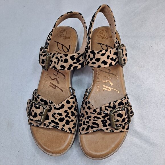 Blowfish Malibu Leeds Vegan Leopard-print Platform Sandals Women's Size 8 - Picture 7 of 11